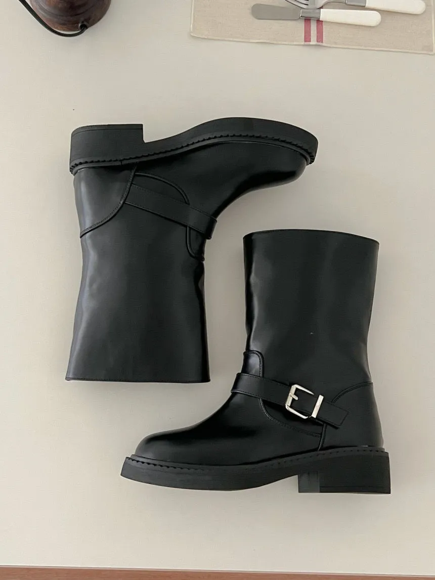 [ Pre-order ] Belt Biker Middle Boots
