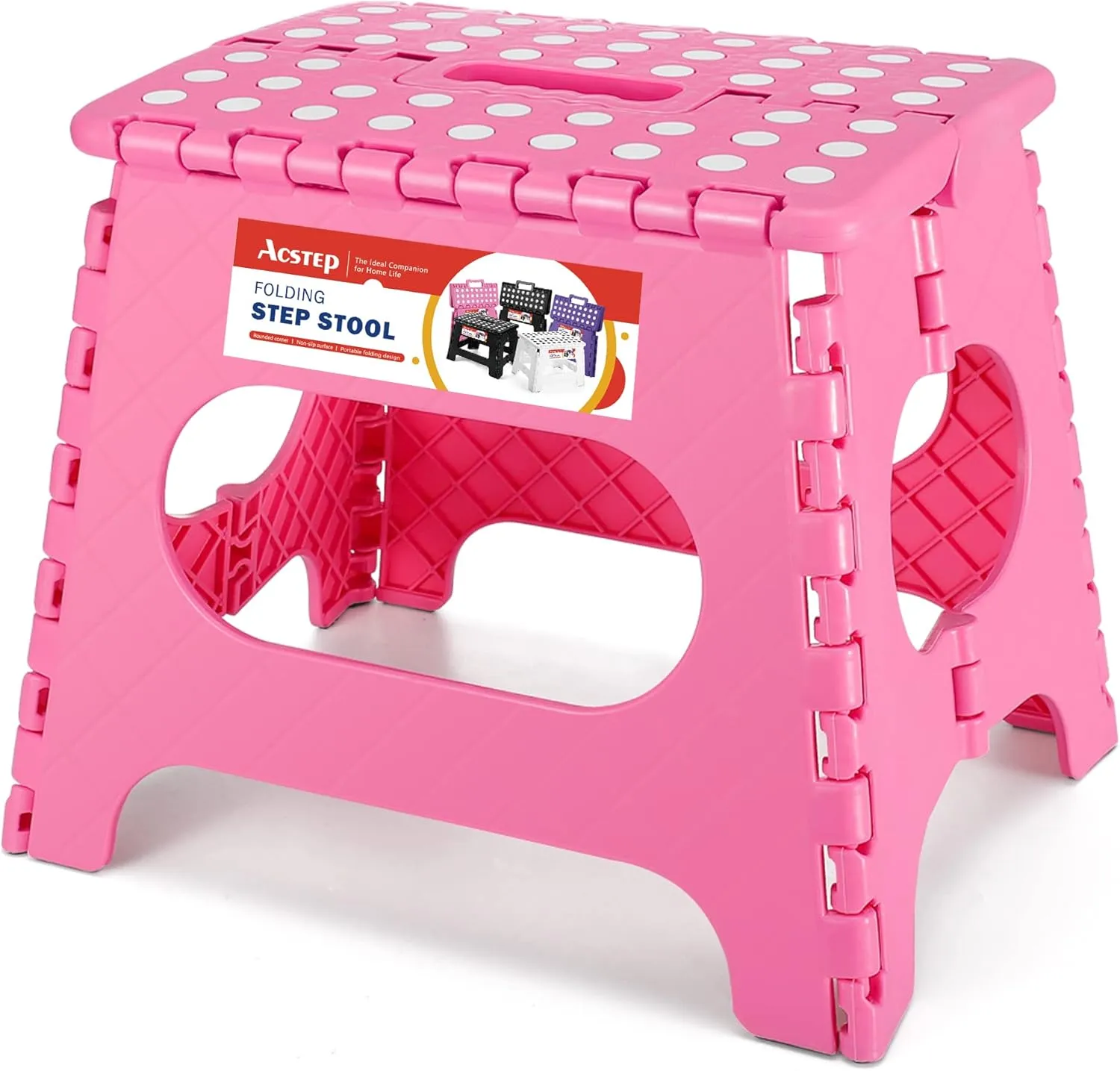 11 Inch Non Slip Foldable Step Stool Pink