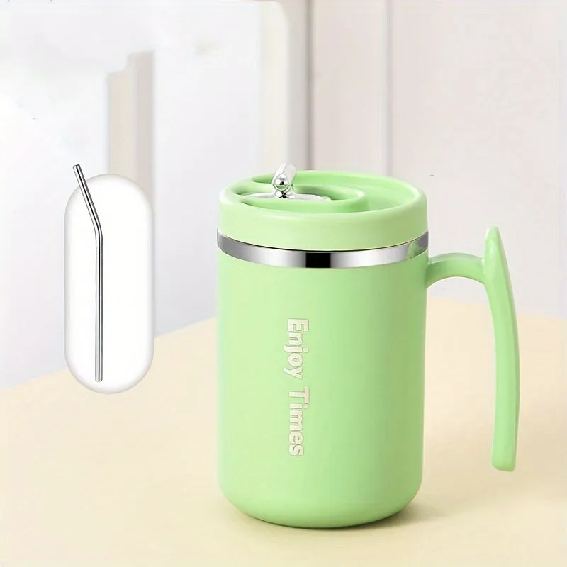 1pc, Coffee Mug With Optional Straw And Infuser, 304 Stainless Steel Coffee Cups, Water Cups, Summer Winter Drinkware, Gifts