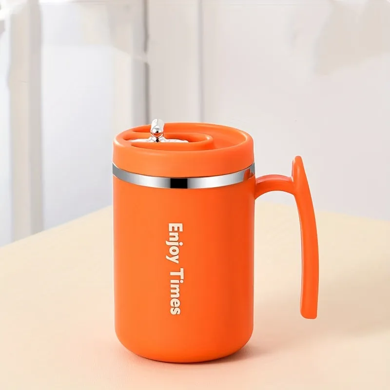 1pc, Coffee Mug With Optional Straw And Infuser, 304 Stainless Steel Coffee Cups, Water Cups, Summer Winter Drinkware, Gifts