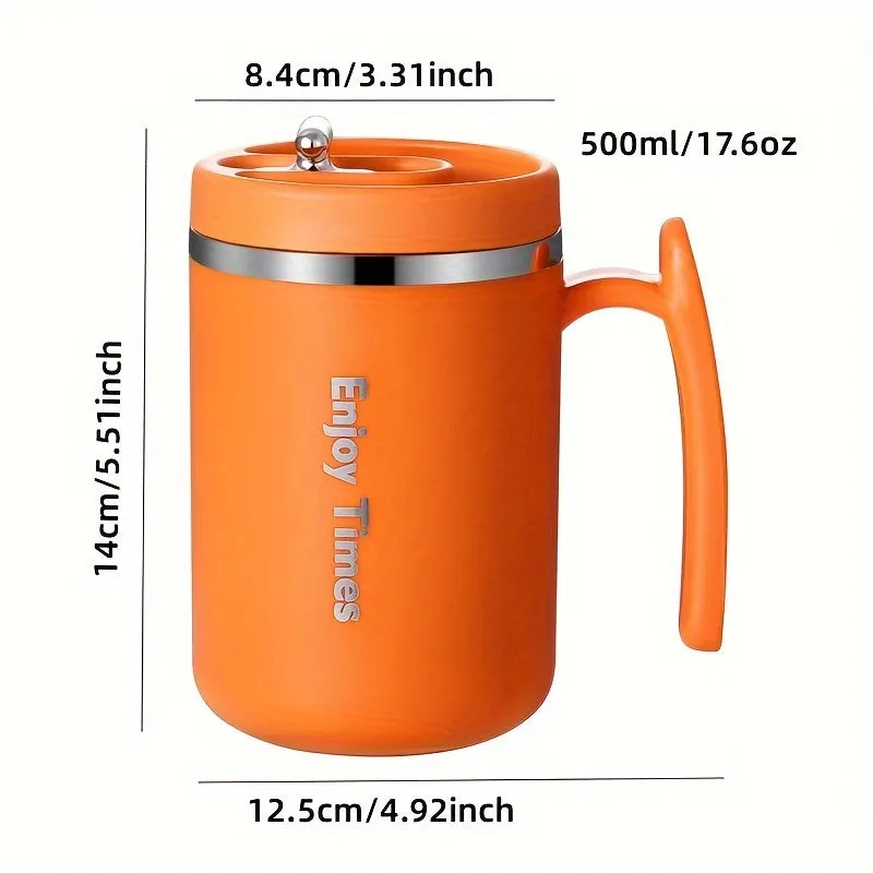 1pc, Coffee Mug With Optional Straw And Infuser, 304 Stainless Steel Coffee Cups, Water Cups, Summer Winter Drinkware, Gifts