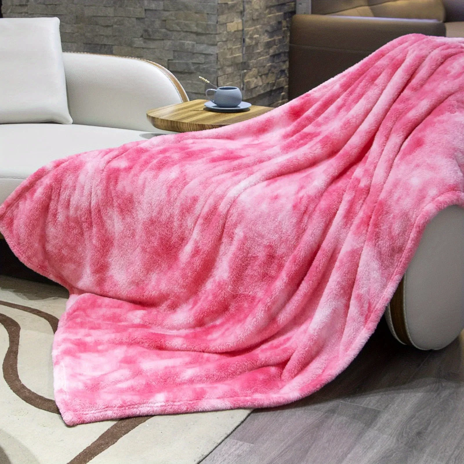 1pc Luxurious Tie-Dyed Faux Fur Fleece Lined Soft Throw Blanket - Ultra-Plush, Thick Print, and Cozy for Sofa, Couch, Bed, Camping, Travel, and Picnic - Perfect for Chilly Nights and Outdoor Adventures