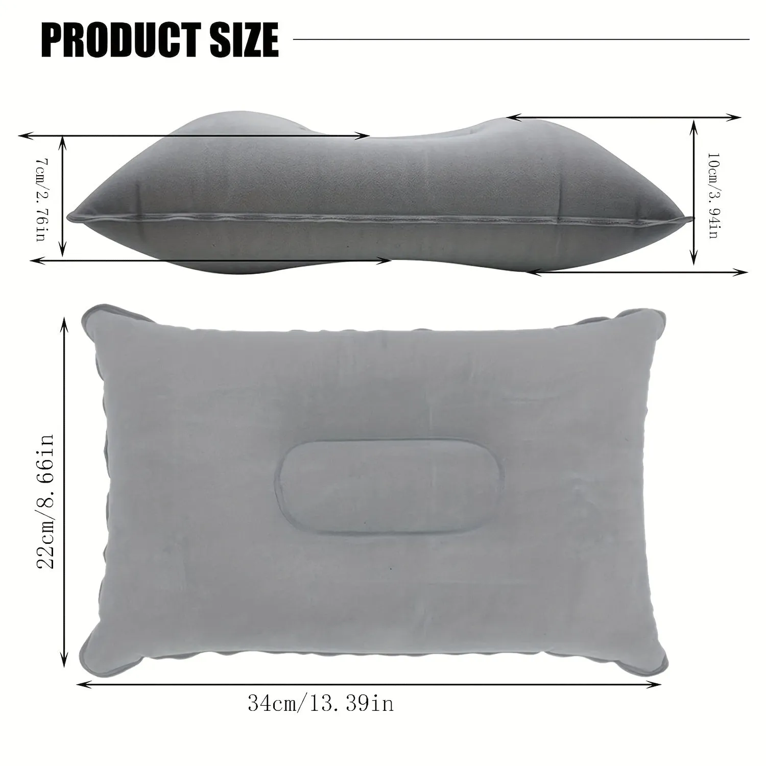 1pc/2pcs Comfortable Inflatable Pillow for Office, Car, Camping, Hiking, and Napping - Supports Neck and Lumbar