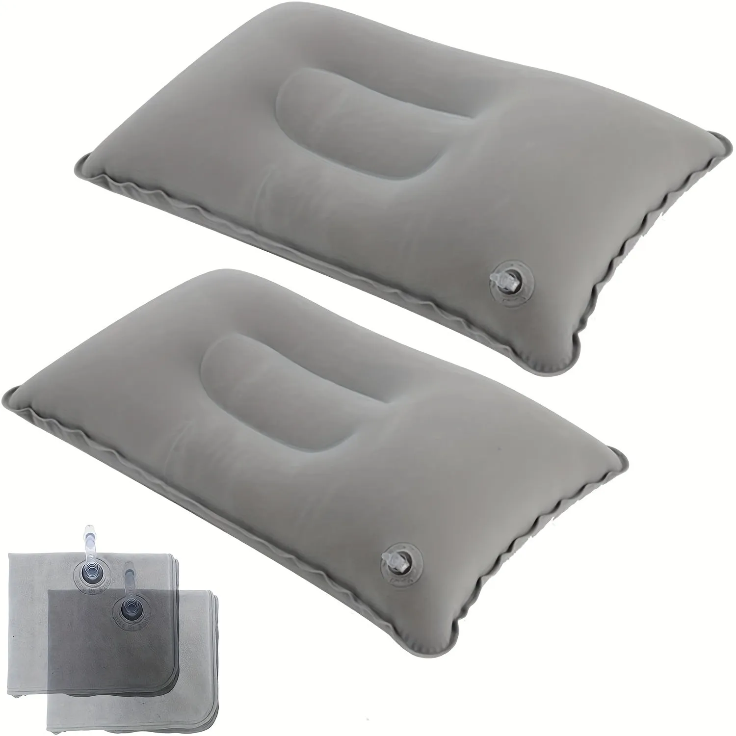 1pc/2pcs Comfortable Inflatable Pillow for Office, Car, Camping, Hiking, and Napping - Supports Neck and Lumbar