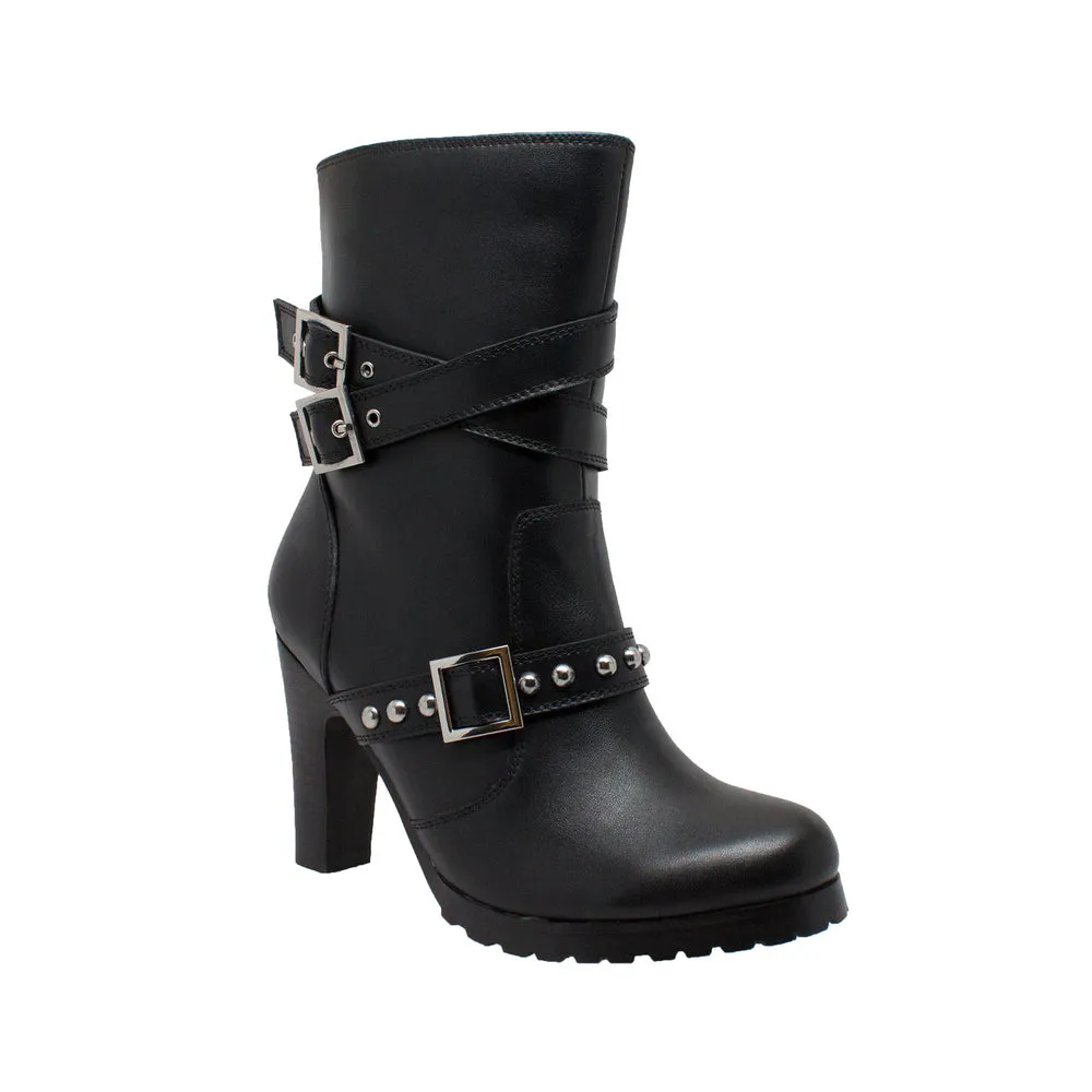 3-Buckle - Women's 3 Buckle Simple Stud Sexy Boot with 4" Heel