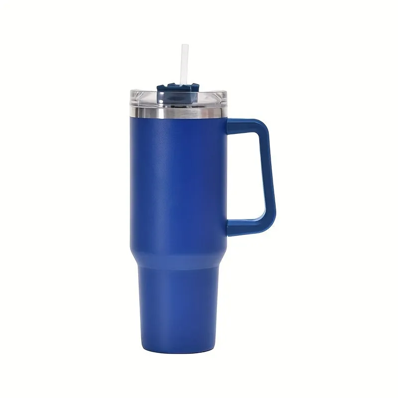 40oz Giant Insulated Stainless Steel Cup - Keeps Drinks Icy Cold for Hours, Features Portable Handle, Straw, Leak-Proof Design, Upgraded Double-Layer Car Handle, and Large Capacity - Perfect for Outdoor Enthusiasts, Camping, Hiking, and More!