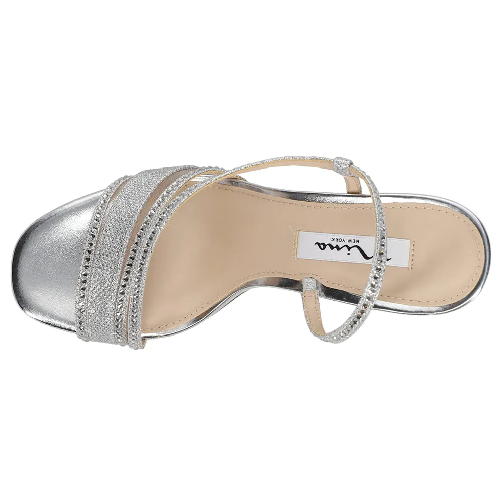 Abbi Metallic Rhinestone Wedding Sling Back Sandals