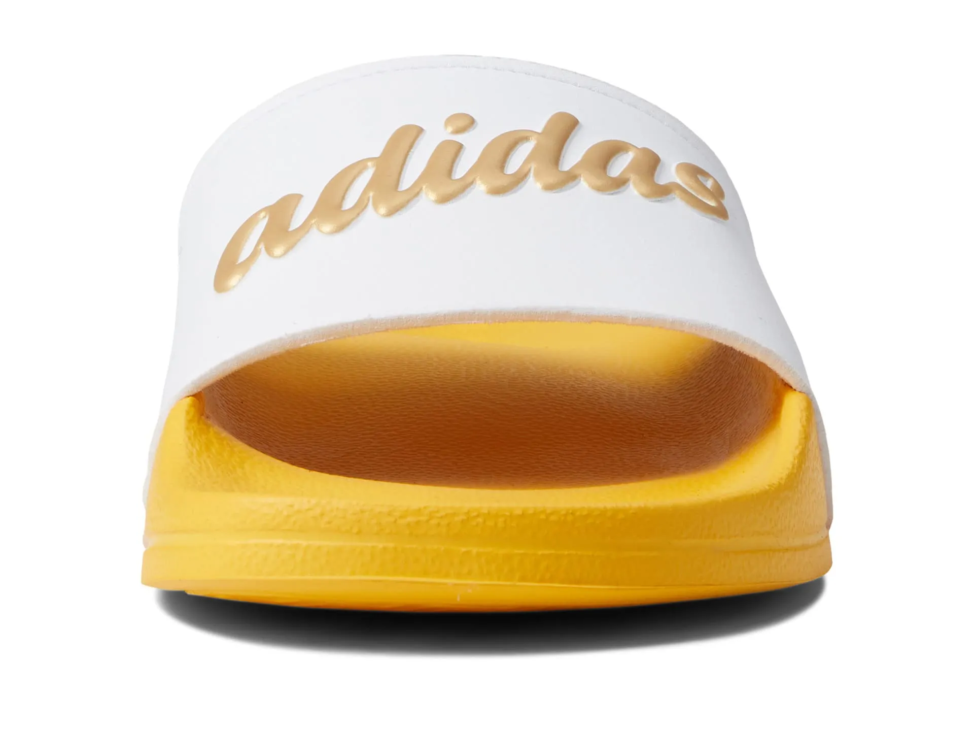 Adidas Adilette slides, yellow/white