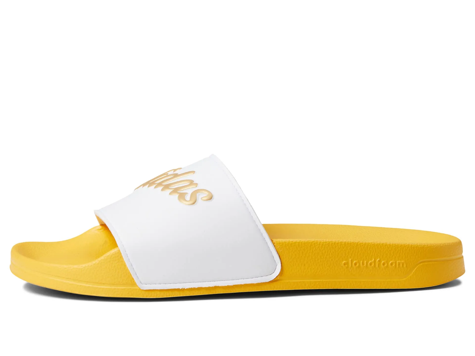 Adidas Adilette slides, yellow/white