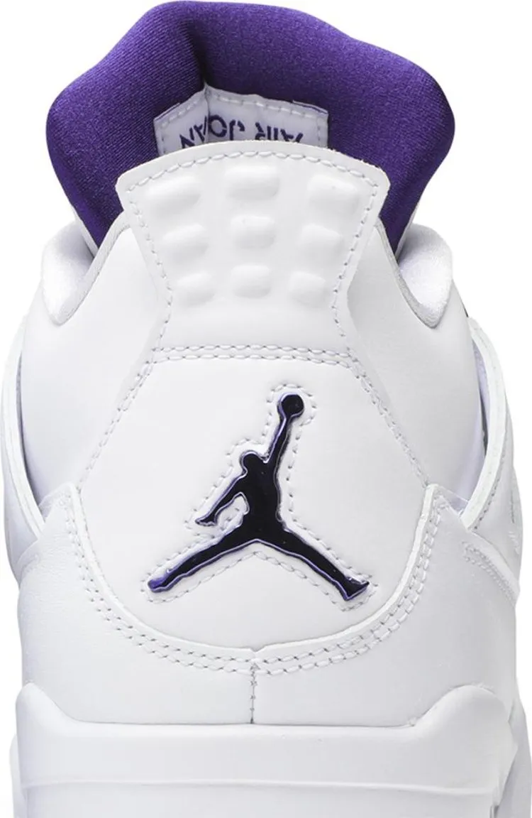 Air Jordan 4 Retro Purple Metallic Sneakers, White