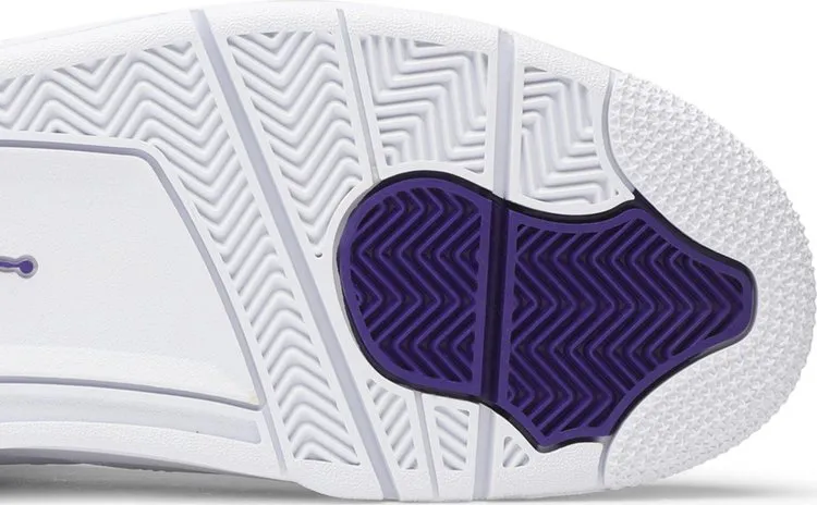 Air Jordan 4 Retro Purple Metallic Sneakers, White