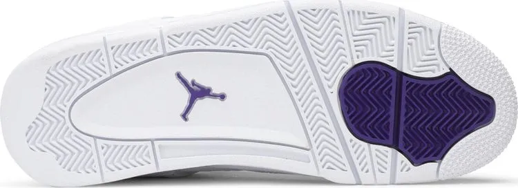 Air Jordan 4 Retro Purple Metallic Sneakers, White