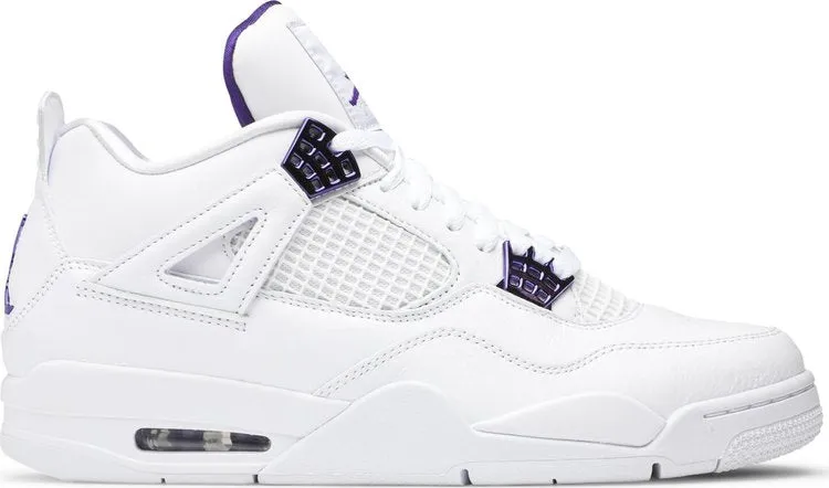 Air Jordan 4 Retro Purple Metallic Sneakers, White