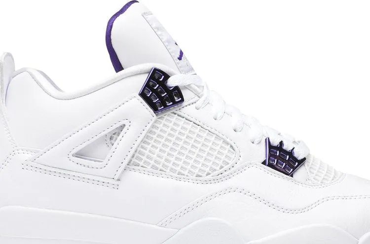 Air Jordan 4 Retro Purple Metallic Sneakers, White