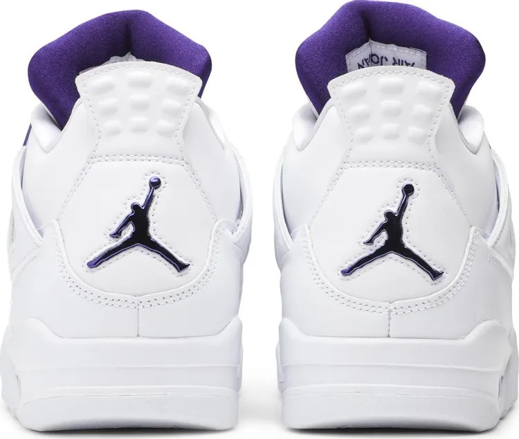 Air Jordan 4 Retro Purple Metallic Sneakers, White