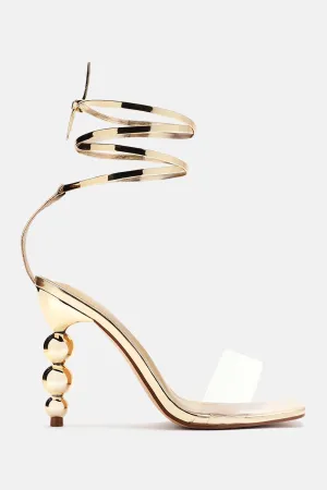 All That Spice Wrap Up Heeled Sandals - Gold