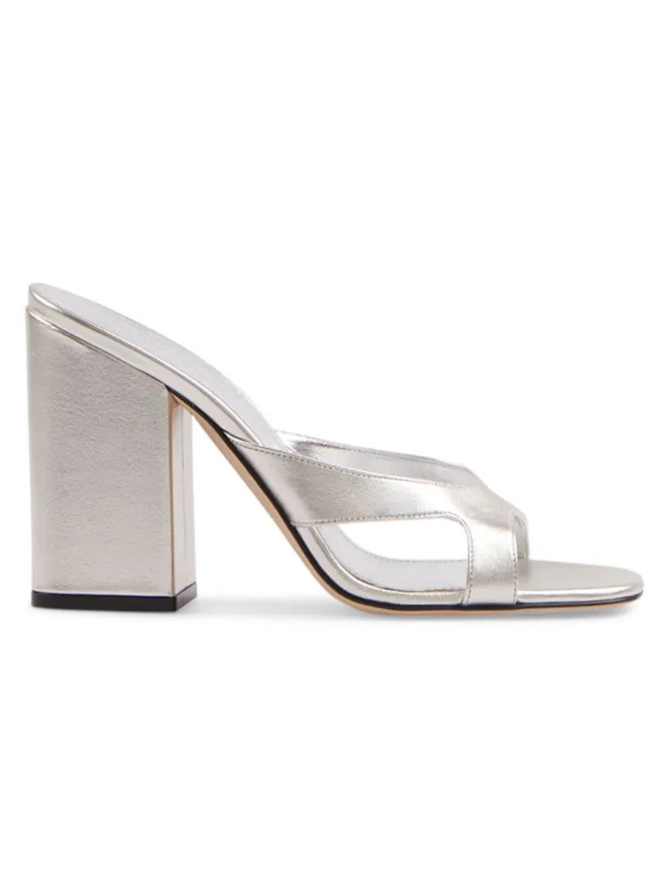 Ava Metallic Leather Sandals Paris Texas Silver