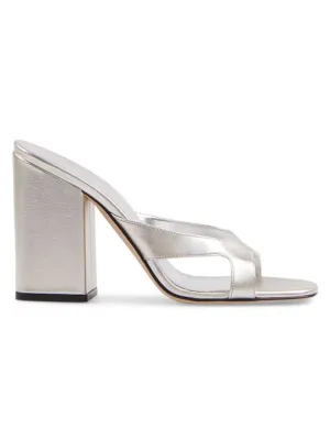 Ava Metallic Leather Sandals Paris Texas Silver