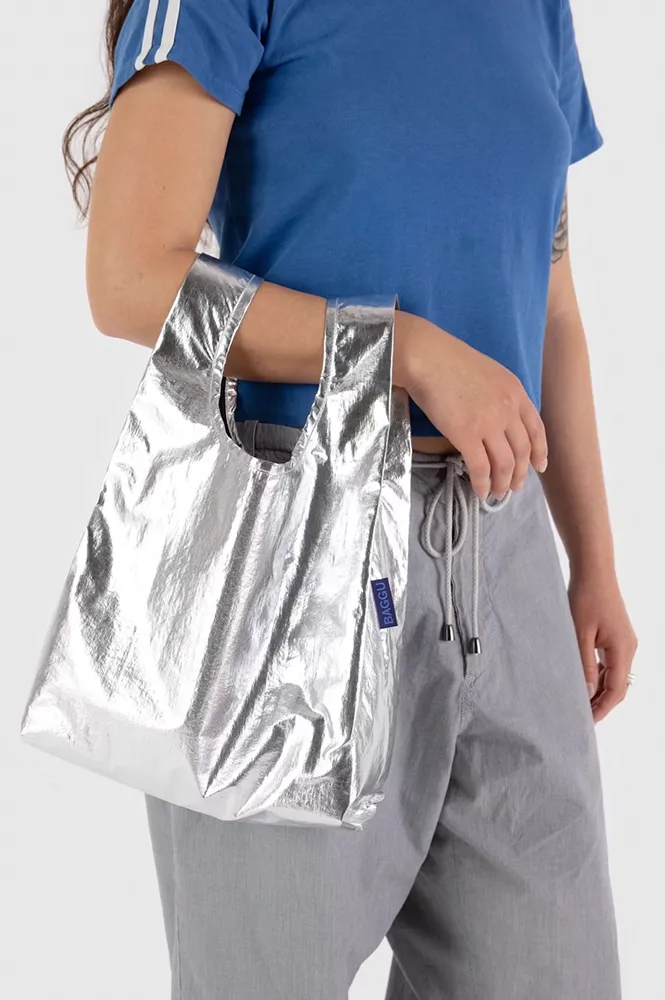 Baggu Baby Metallic Silver Reusable Bag