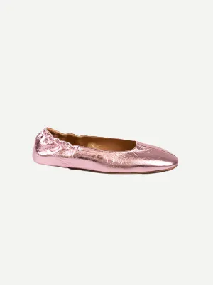 Ballerina Glove Flat in Metallic Pink