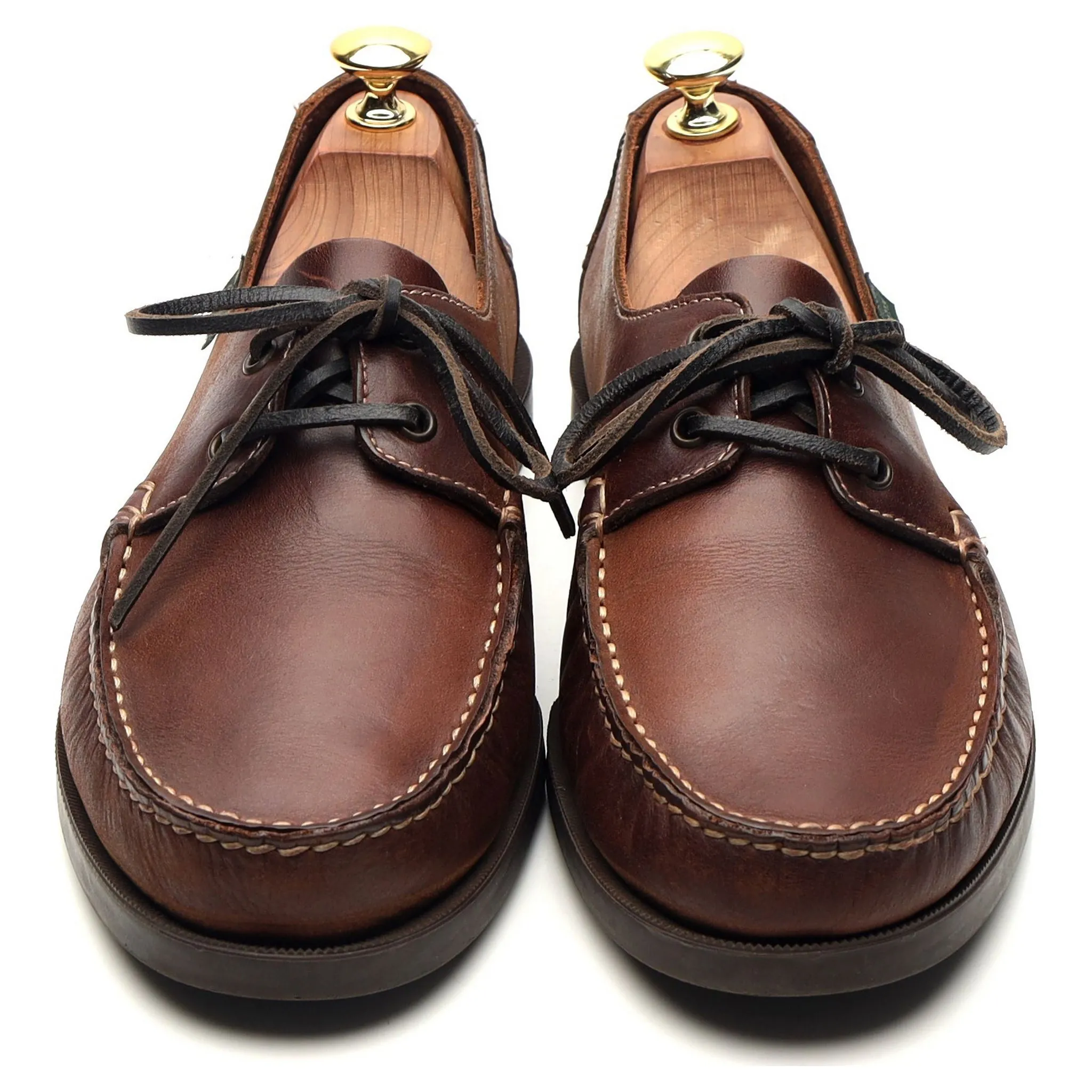 'Barth' Brown Leather Boat Shoes UK 7