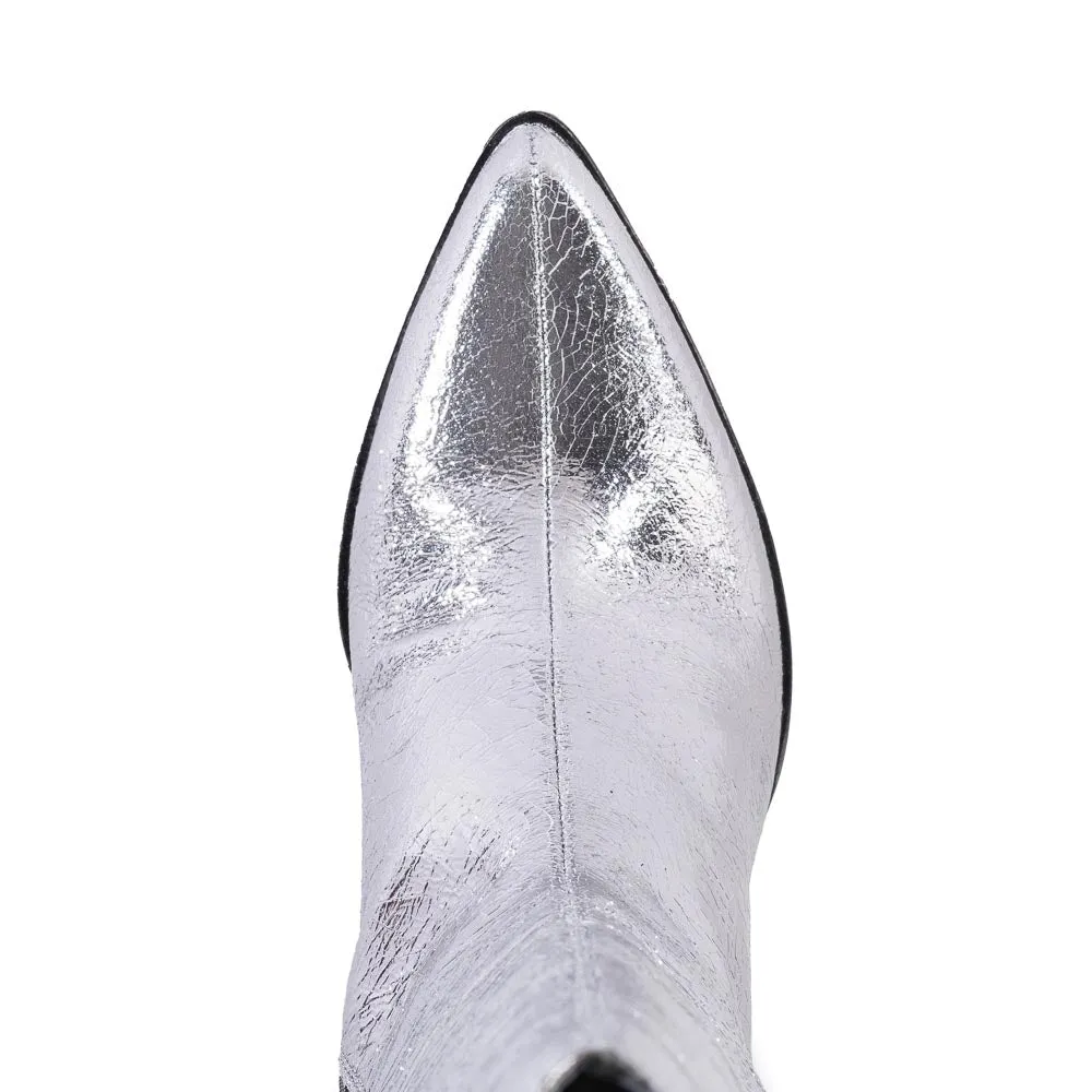 Begging You Tall Boot in Metallic Pewter