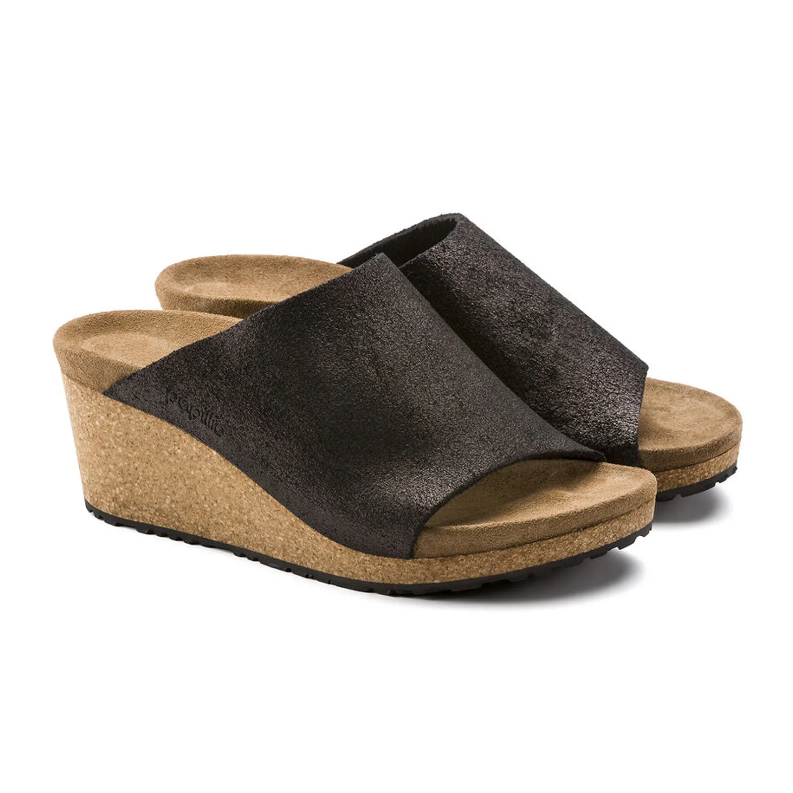 Birkenstock Namica Wedge Sandal (Women) - Washed Metallic Antique Black Suede