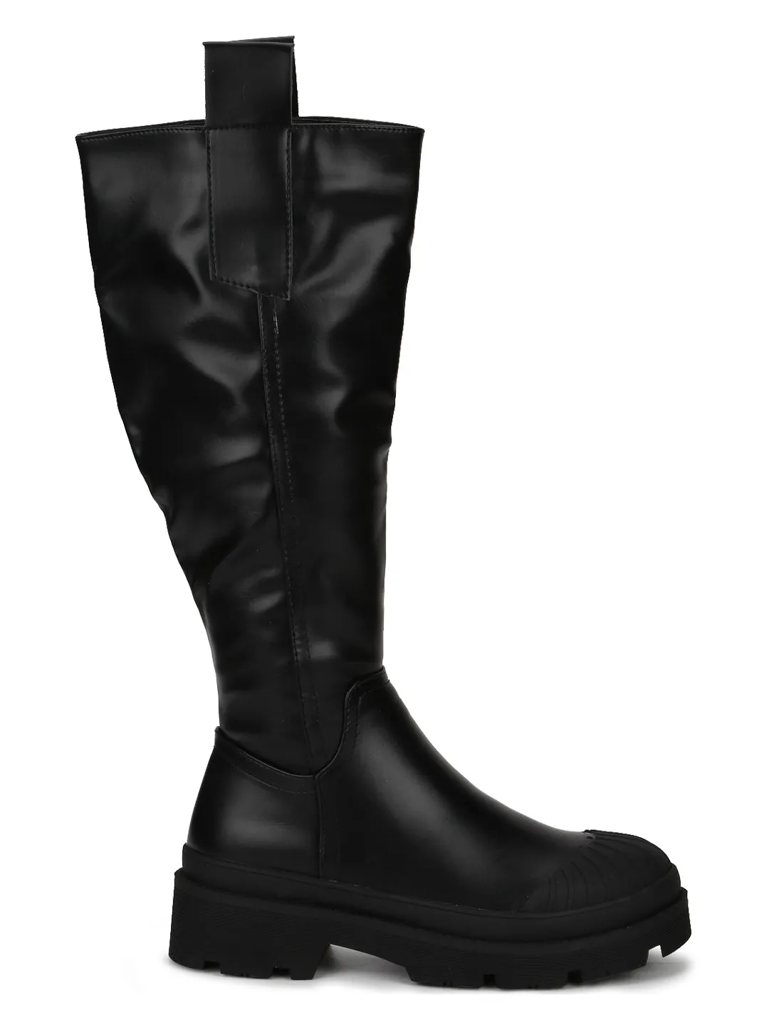 Black PU Long Riding Boots