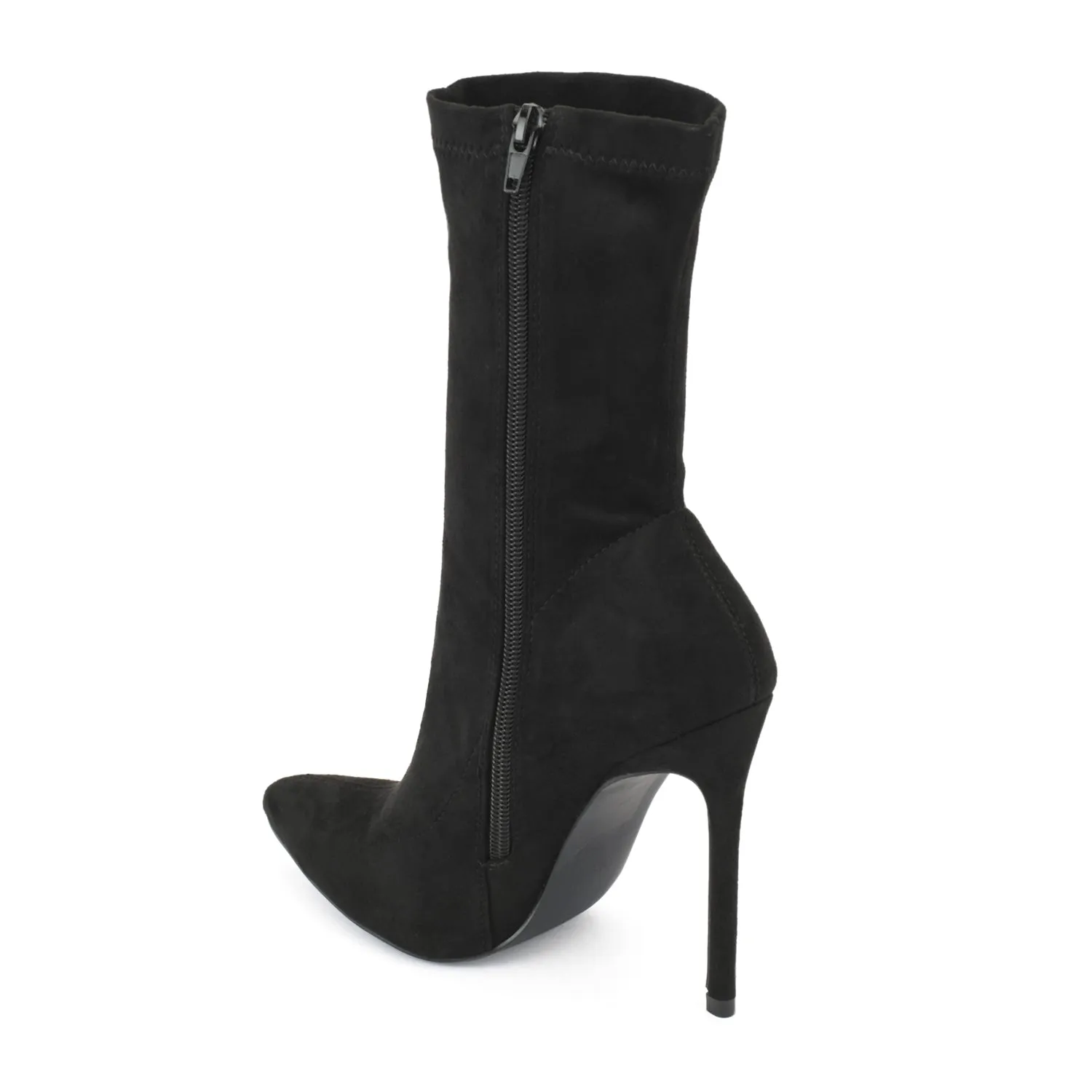 Black Suede Pointed Toe Ankle Boot