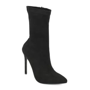 Black Suede Pointed Toe Ankle Boot