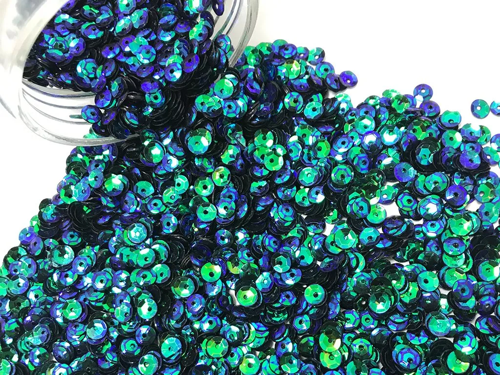Blue Green Metallic Round Circular Plastic Sequins(Wholesale)