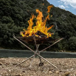 Bonfire Campfire Pit Camping Wood Stove Stand Frame Fire Rack Stainless Steel Foldable Mesh Fire Pit Outdoor Wood Heater Stove