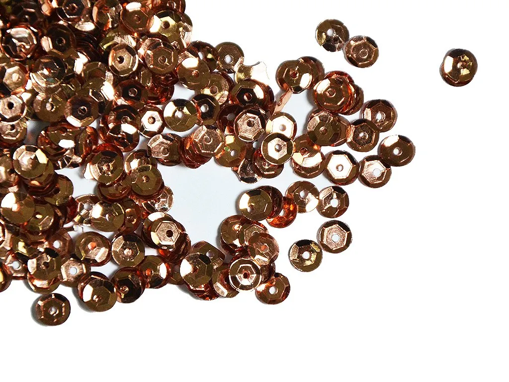 Bright Copper Metallic Circular Round Plastic Sequins