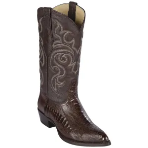 Brown Ostrich Leg Cowboy Boots J-Toe