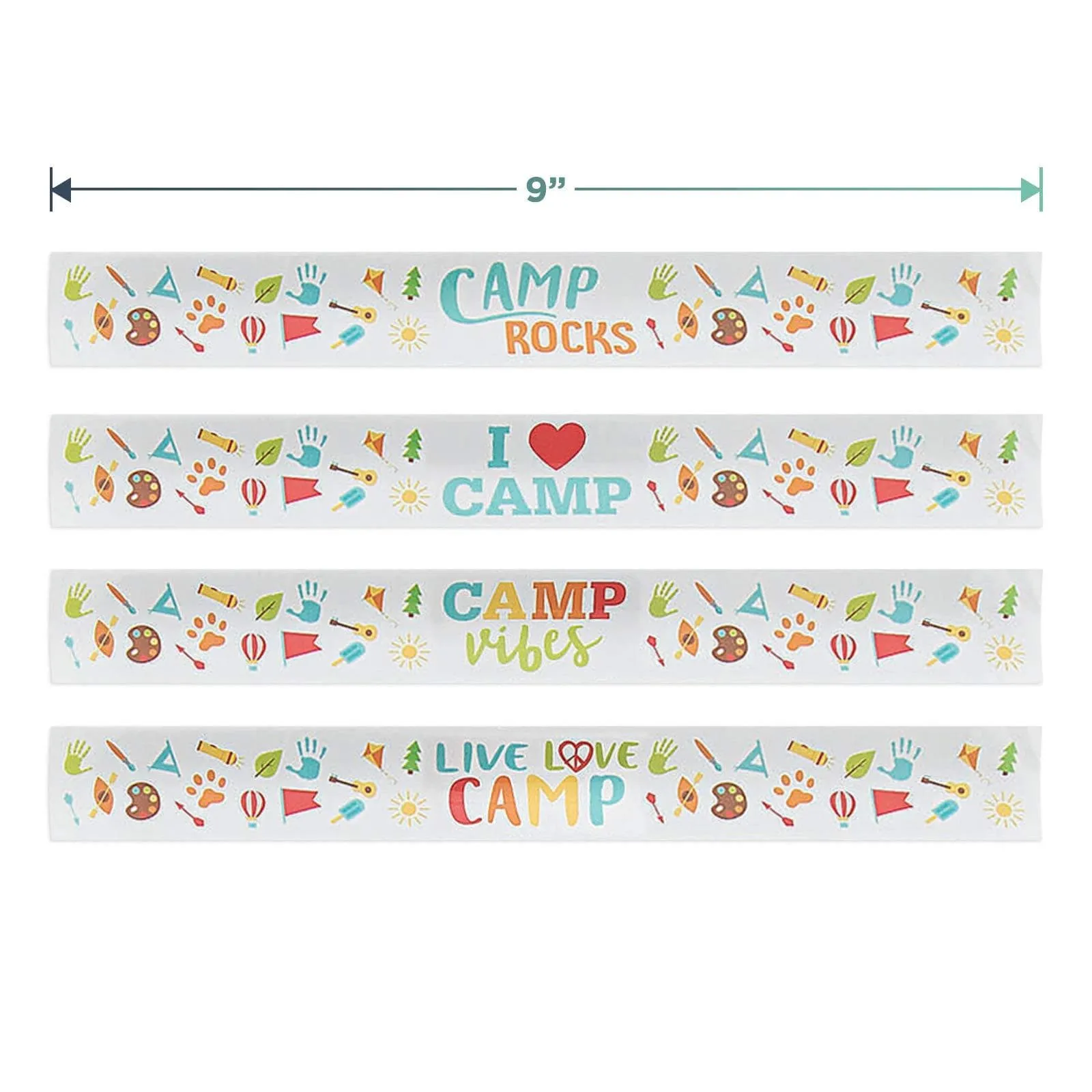 Camp Out Party Favors - Camping Theme Goody Bags, Slap Bracelets, Stickers, and Tattoos for 12 Guests