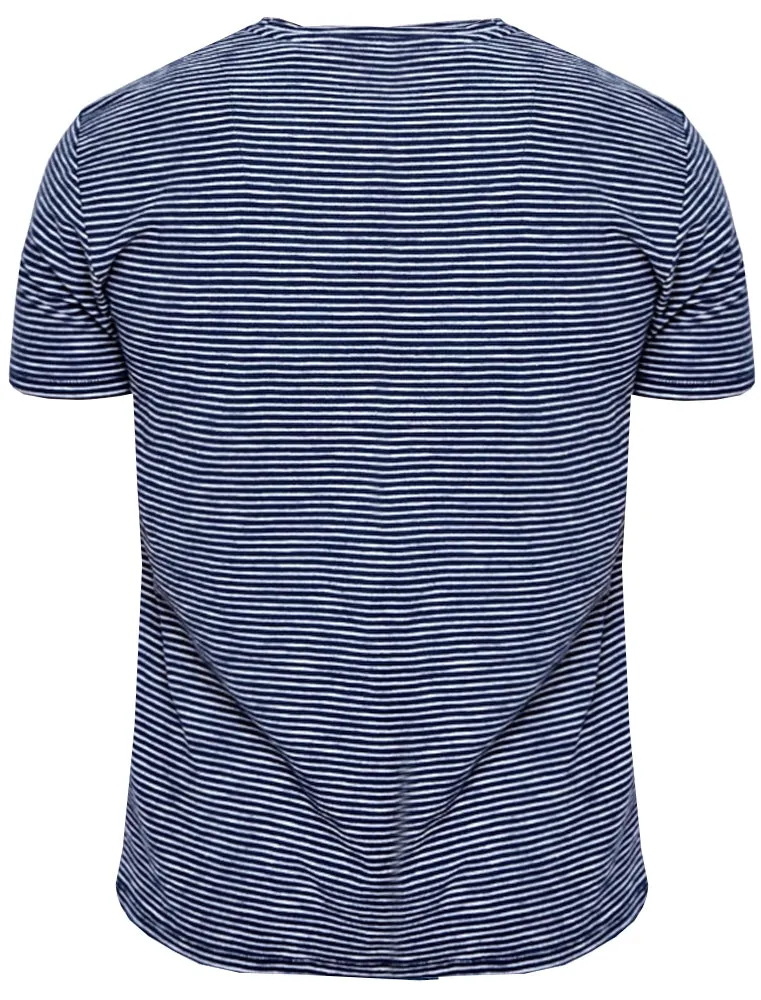 Carmel Valley Stripe Cotton T-Shirt with Pocket in Navy