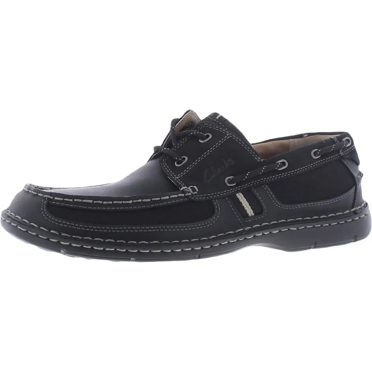 Clarks Mens Waterloo Leather Moc Toe Boat Shoes