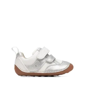 Clarks Tiny Sky Infant Girls White Metallic Shoe