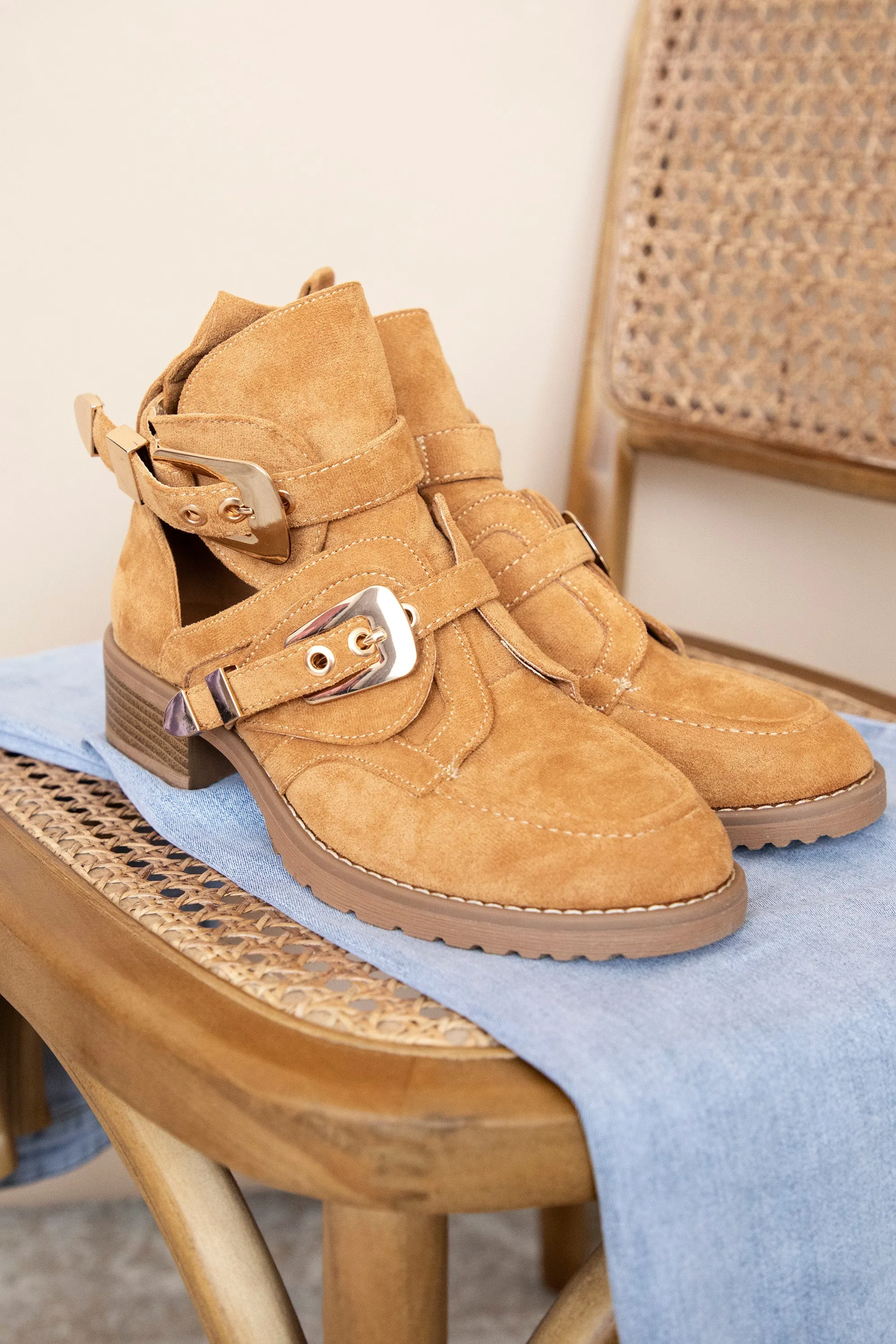 Cut Out Ankle Camel - Boots