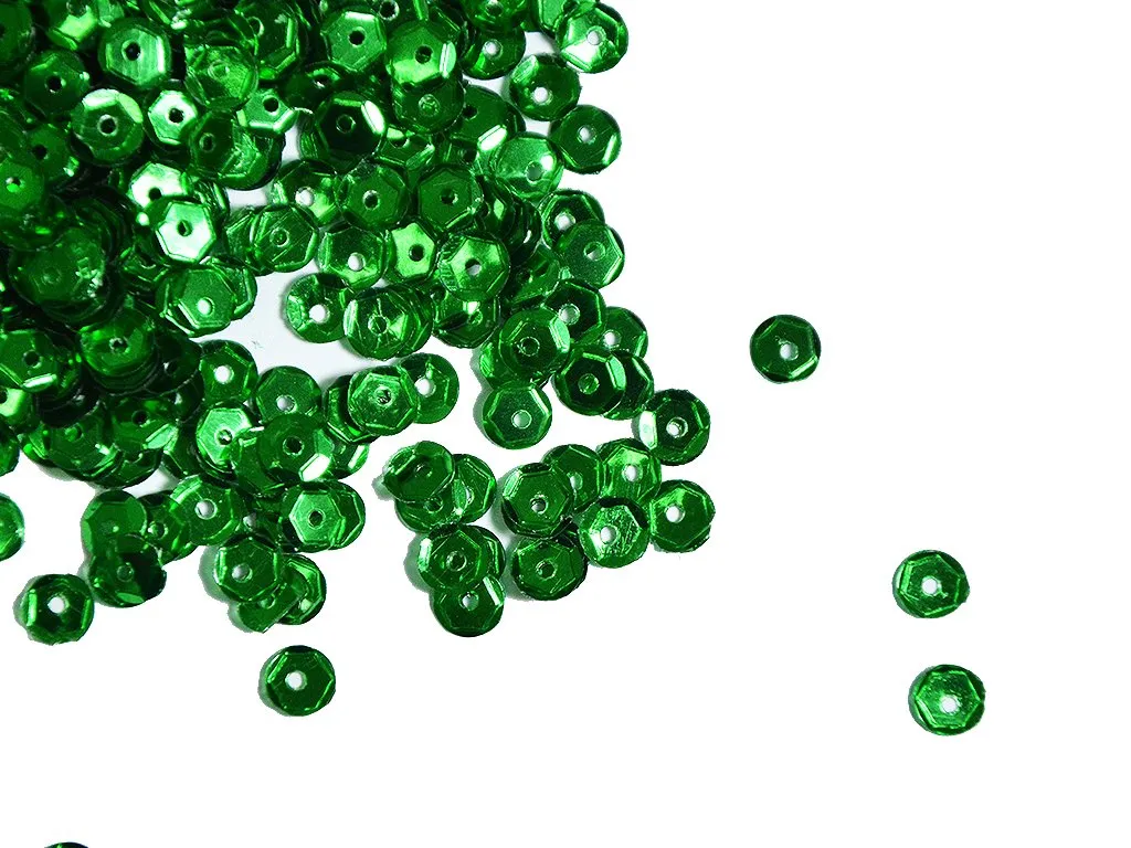 Dark Green Metallic Circular Round Plastic Sequins