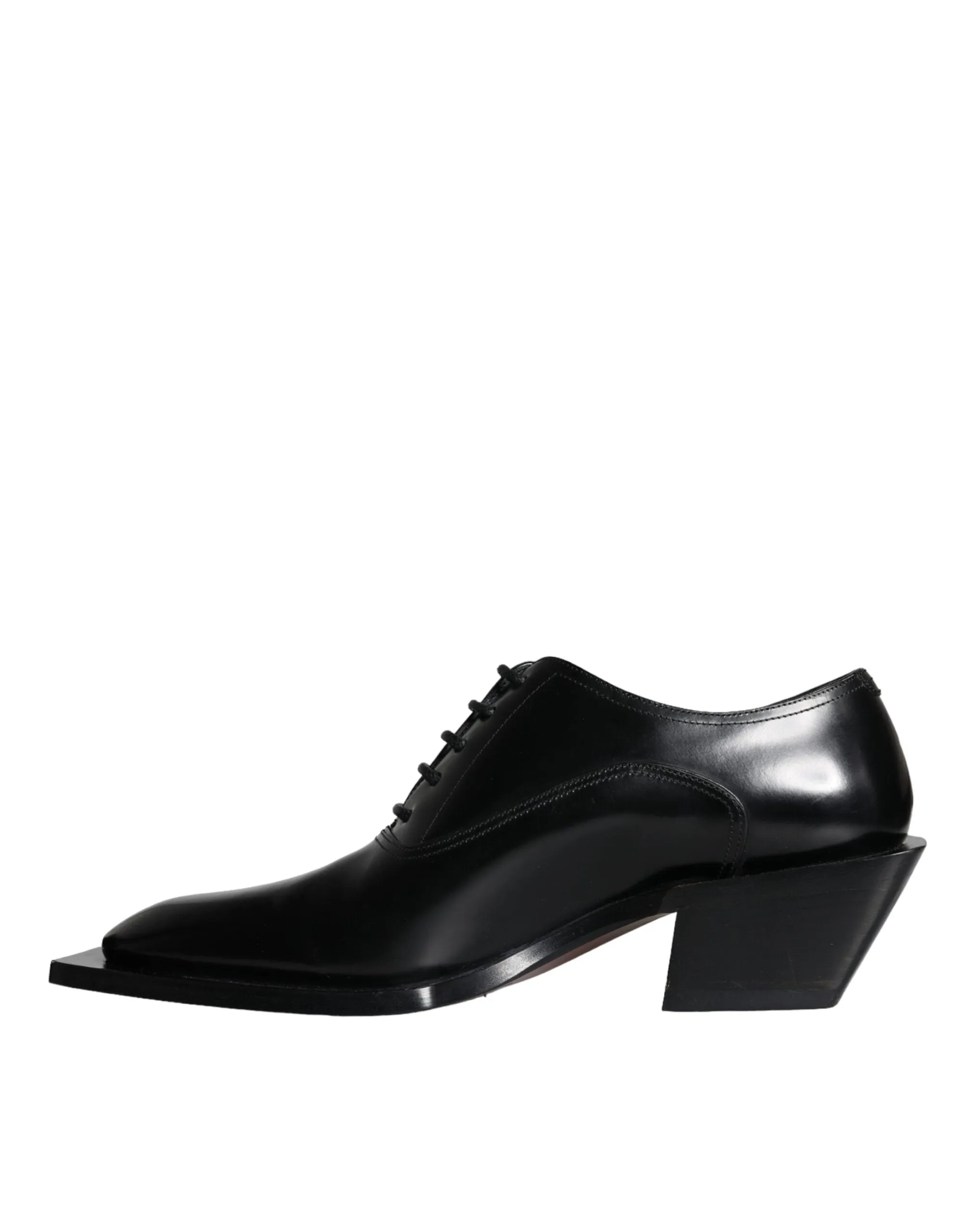 Dolce & Gabbana Black Calfskin Leather Derby Dress Men Shoes