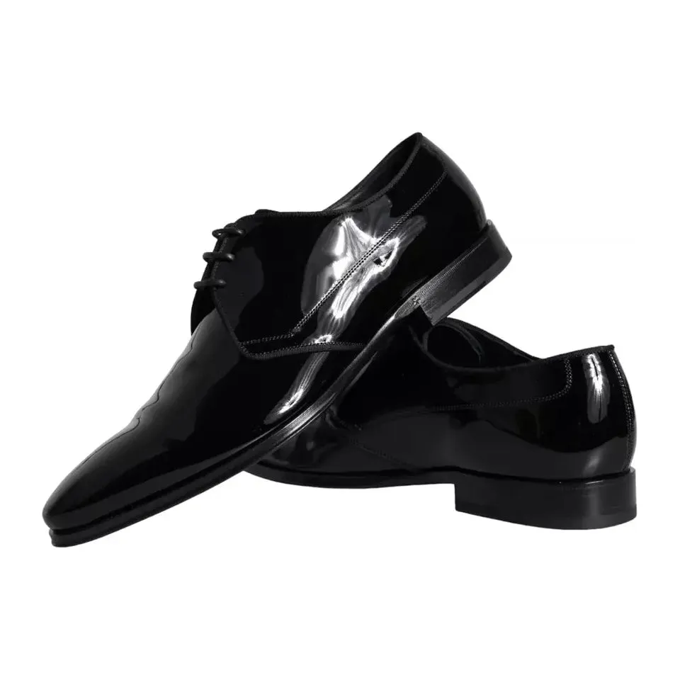 Dolce & Gabbana Black Calfskin Leather Derby Men Dress Shoes