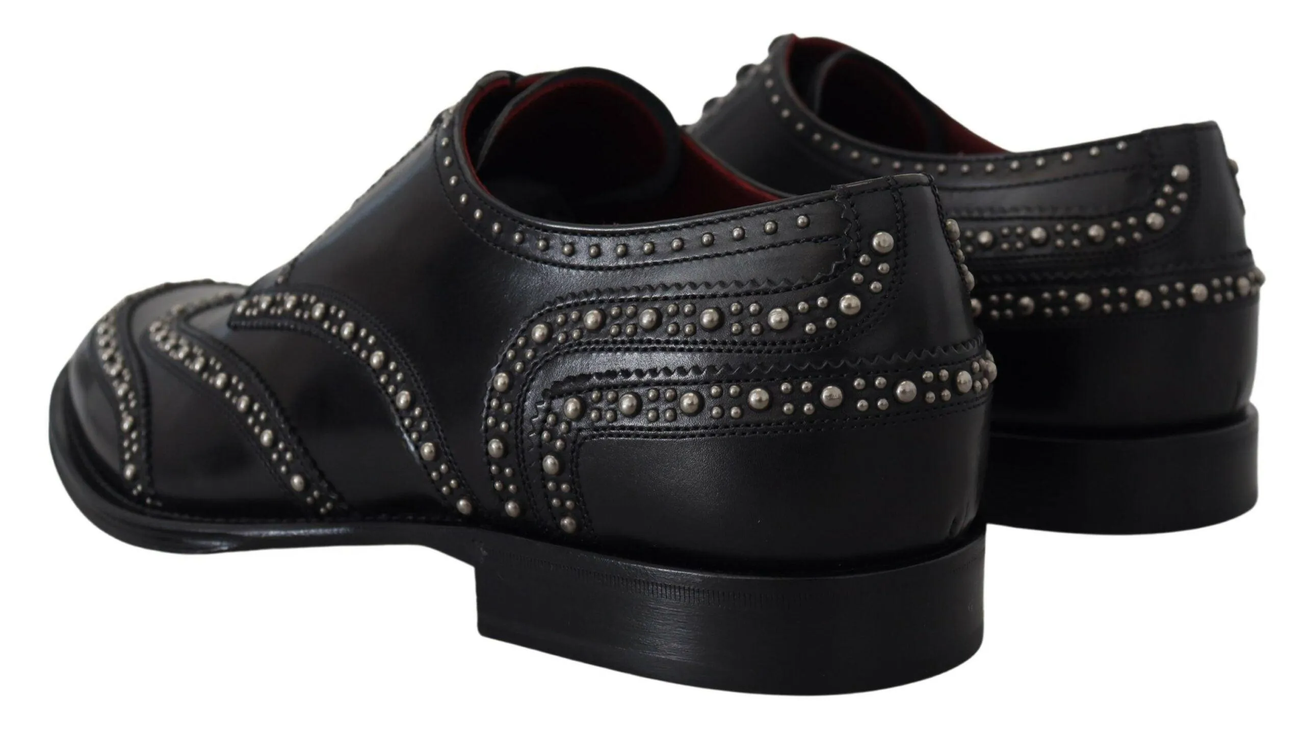 Dolce & Gabbana Black Leather Derby Dress Studded Shoes