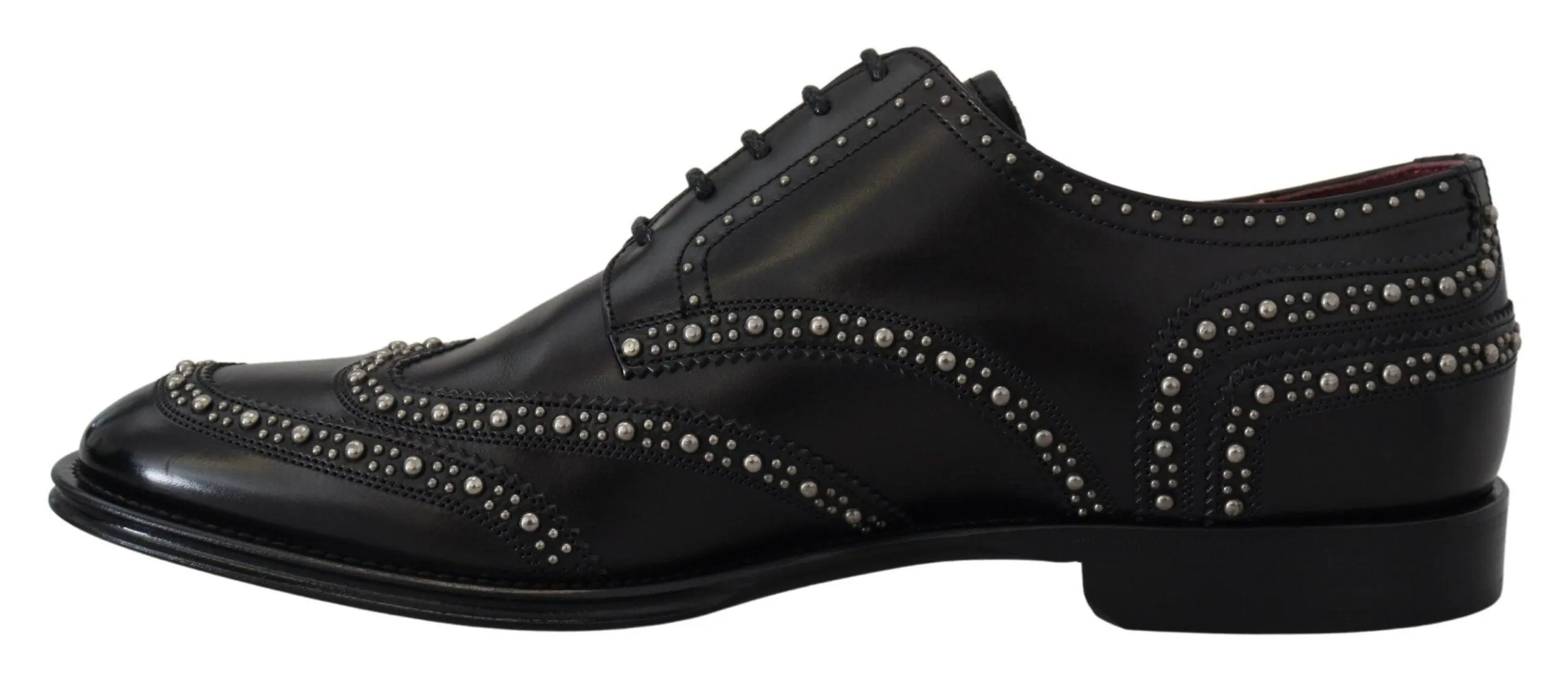 Dolce & Gabbana Black Leather Derby Dress Studded Shoes