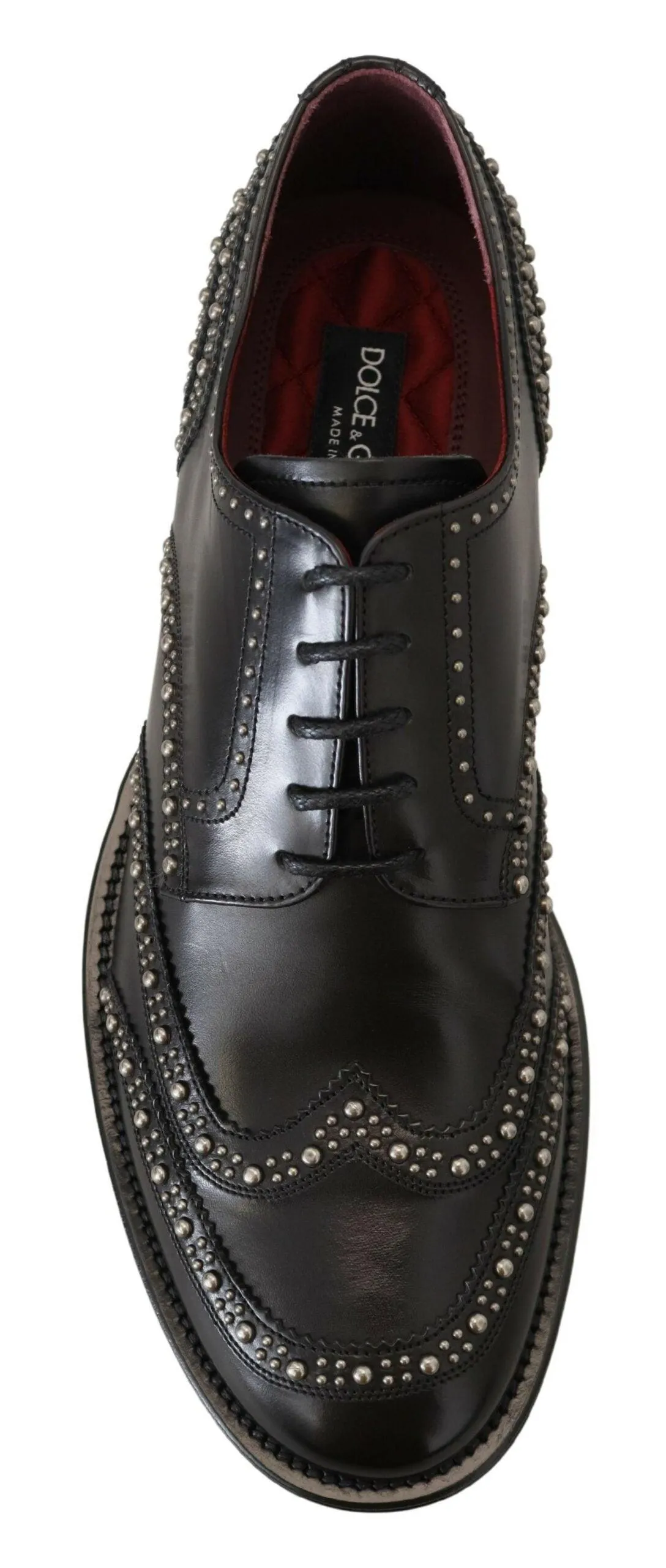 Dolce & Gabbana Black Leather Derby Dress Studded Shoes