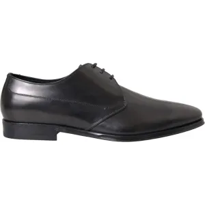 Dolce & Gabbana Black Leather Derby Formal Dress Men Shoes