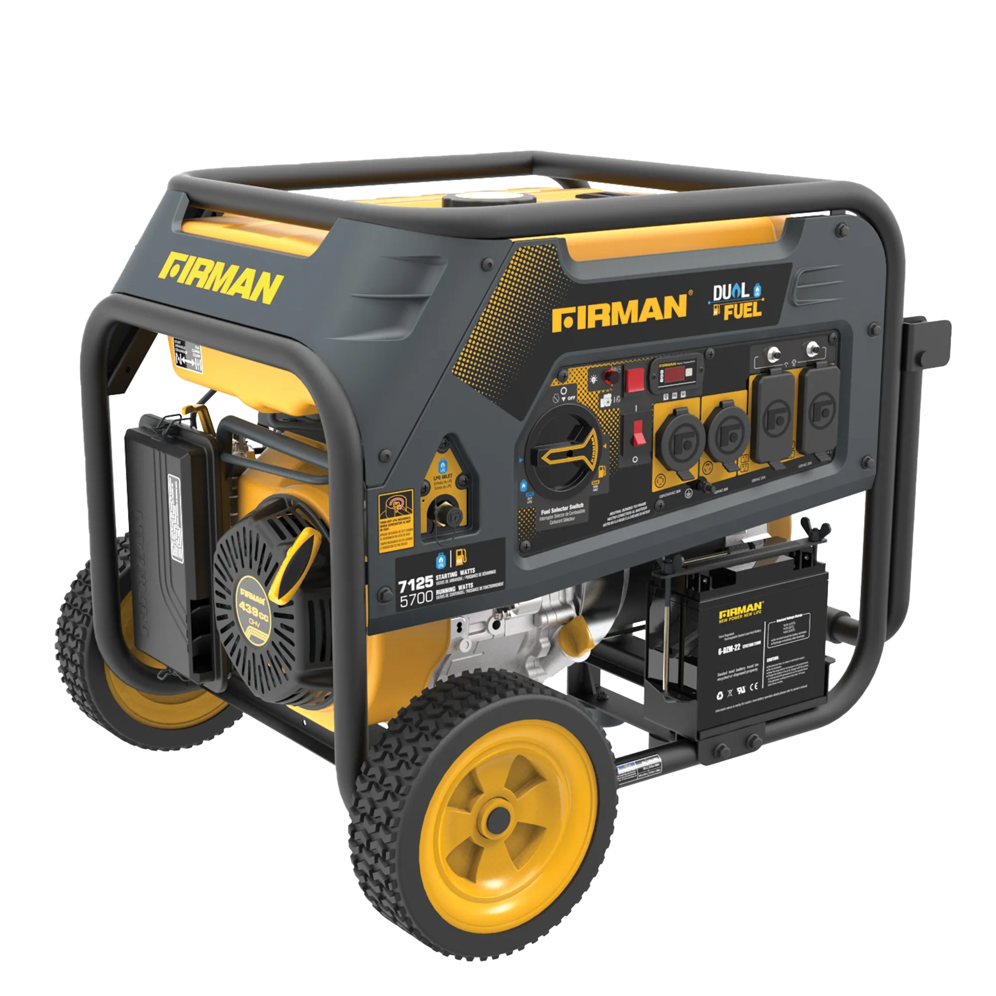 Dual Fuel Portable Generator 5700W Electric Start 120/240V