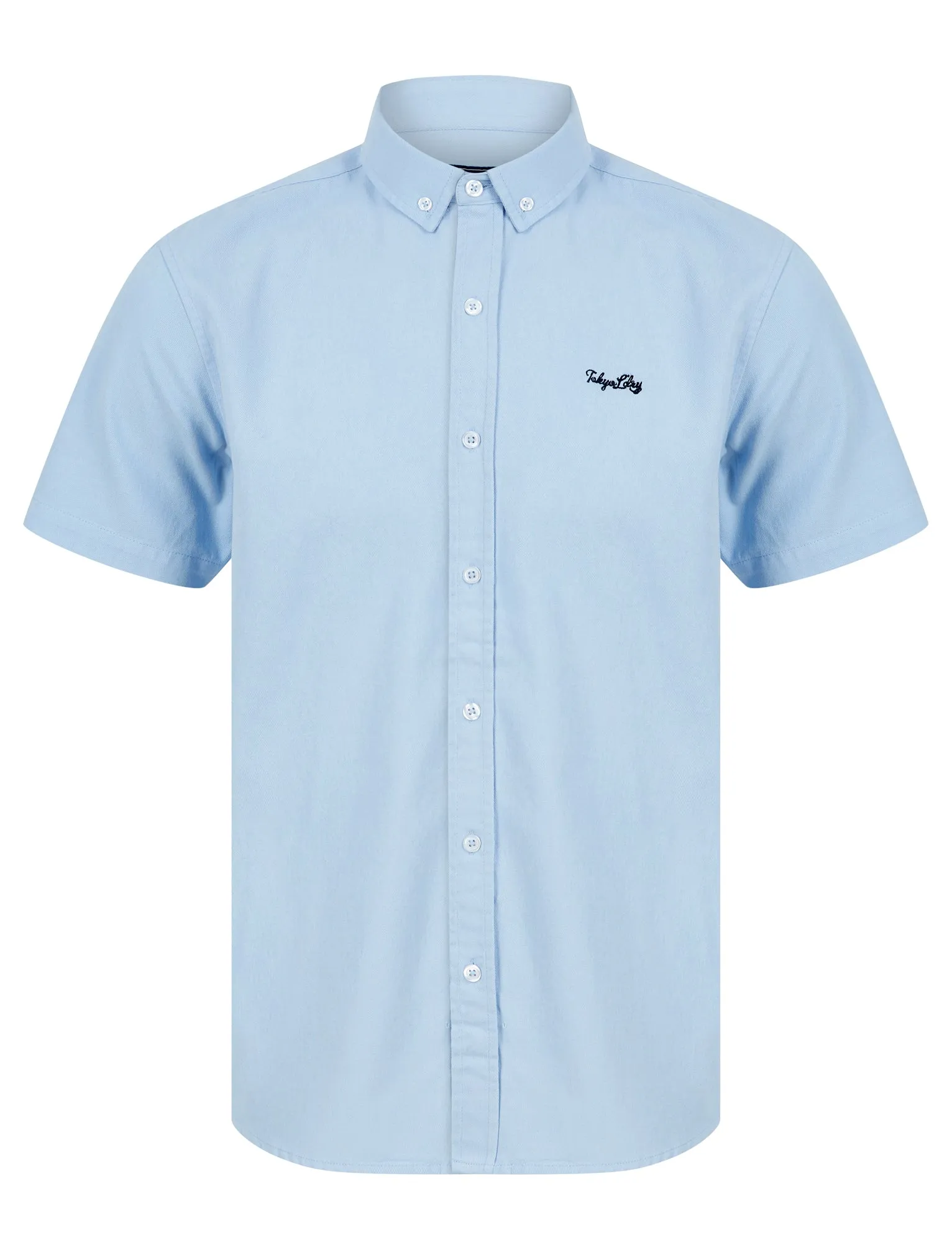 Elbury Short Sleeve Cotton Twill Shirt in Soft Blue  - Tokyo Laundry