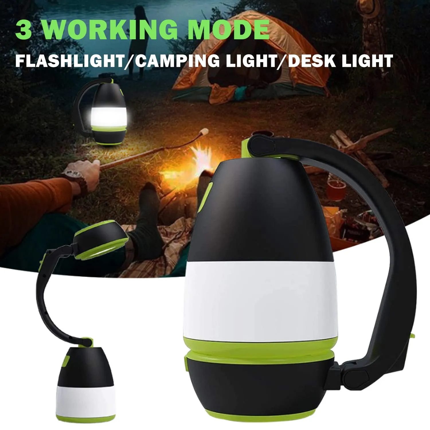 Elite Magic 3 in 1 Combo Lantern Multifunctional Flashlight Camping Light Desk Light New Upgrade Rechargeable Built in Lithium Battery 1 Pcs