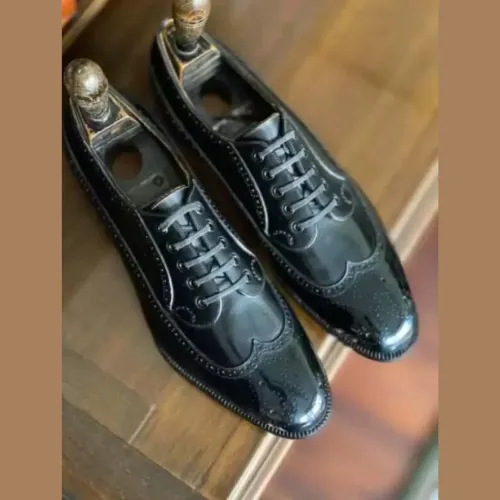 Exquisite Tailor-Made Oxford Shoes Walk in Customized Luxury Premium Quality Black Leather Wingtip, Brogue Oxford Mens Formal Dress Shoes